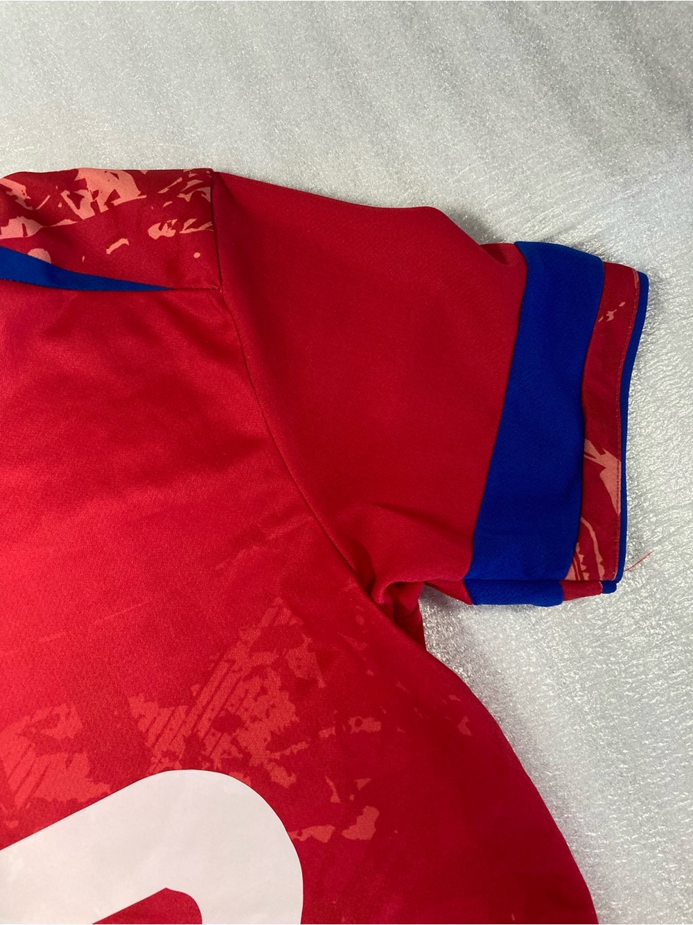 Unbranded Red Men’s Athletic Jersey with Blue Accents - Picture 4 of 9